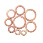 200 PCS/Box M5-M14 Solid Copper Washer Assortment Kit Metric Crush Washers Sealing Flat Rings Set, Copper Washer