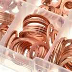 200 PCS/Box M5-M14 Solid Copper Washer Assortment Kit Metric Crush Washers Sealing Flat Rings Set, Copper Washer