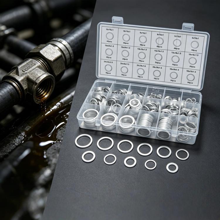 508 PCS/Box Aluminum Washer Assortment Kit Metric Sealing Flat Rings Set 6mm-24mm, Aluminum Washer