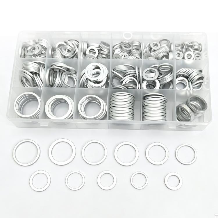 508 PCS/Box Aluminum Washer Assortment Kit Metric Sealing Flat Rings Set 6mm-24mm, Aluminum Washer