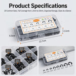 300 PCS/Box E-Clip Assortment Kit Black Manganese Steel Metric Retaining Rings Set 1.5mm-10mm, E-Clip