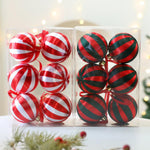 6 PCS/Pack 8cm Wrapped Ball Christmas Tree Ornaments Christmas Window Display Decorations