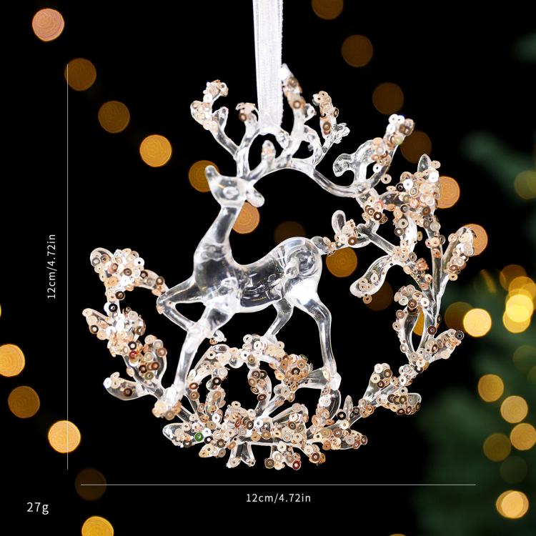 Christmas Transparent Sequin Hanging Ornaments Holiday Decorations, Sunflower Garland, Snowflakes, A Five-Petal Garland, Reindeer Wreath, Bow, Pumpkin Car, Three-Dimensional Butterfly, Reindeer Turning Its Head, Dragonfly, Alphabet Board, Ballet Dancer...