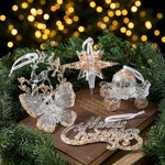 Christmas Transparent Sequin Hanging Ornaments Holiday Decorations, Sunflower Garland, Snowflakes, A Five-Petal Garland, Reindeer Wreath, Bow, Pumpkin Car, Three-Dimensional Butterfly, Reindeer Turning Its Head, Dragonfly, Alphabet Board, Ballet Dancer...