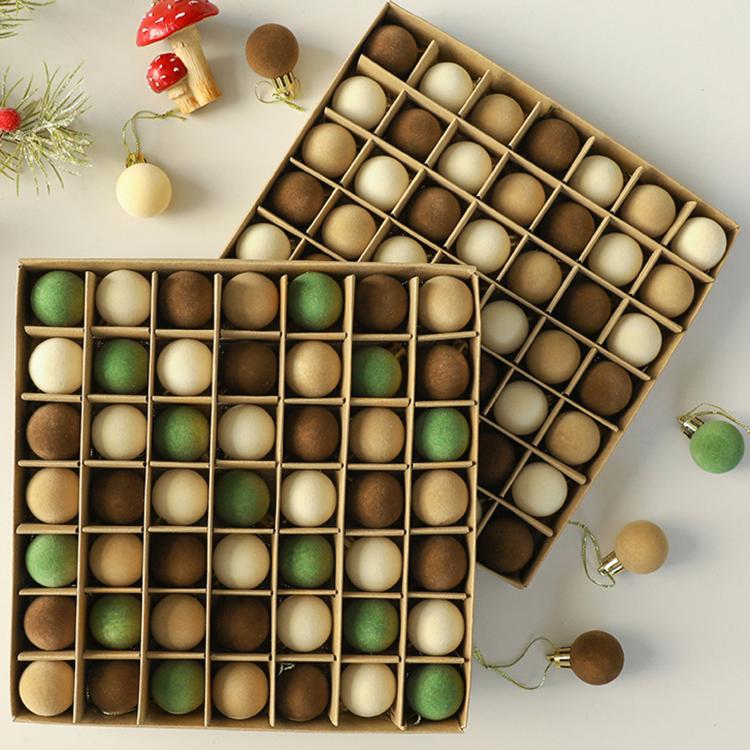 Flocked Christmas Tree Ball Decorations Christmas Hanging Ornaments, 49 PCS/Pack 3cm Coffee Green, 49 PCS/Pack 3cm Coffee, 12 PCS 6cm + 32 PCS 3cm Coffee Green, 12 PCS 6cm + 32 PCS 3cm Coffee, 12 PCS/Pack 6cm Coffee Green, 12 PCS/Pack 6cm Coffee       ...
