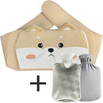 3pcs /Set Water-Fillable Hot Water Bag Waist Warmer, Gray Leather Patch, Grey Shiba Inu, Grey Husky, Yellow Husky, Grey Rabbit Fur, Red Leather Patch