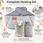 3pcs /Set Water-Fillable Hot Water Bag Waist Warmer, Gray Leather Patch, Grey Shiba Inu, Grey Husky, Yellow Husky, Grey Rabbit Fur, Red Leather Patch