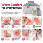 3pcs /Set Water-Fillable Hot Water Bag Waist Warmer, Gray Leather Patch, Grey Shiba Inu, Grey Husky, Yellow Husky, Grey Rabbit Fur, Red Leather Patch