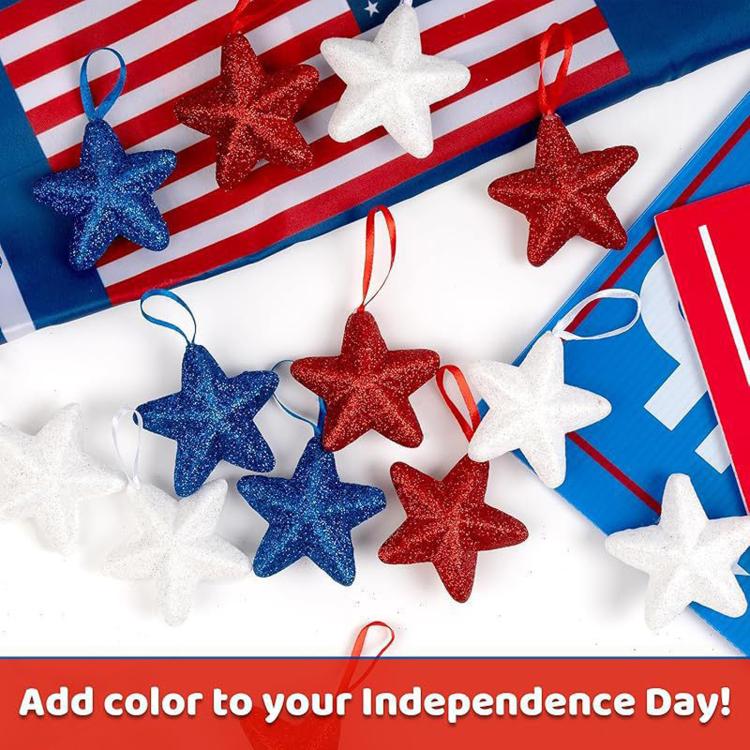 For US Independence Day Five-Pointed Star Decorations Five-Pointed Star Hanging Ornaments, 24 in 1, 36 in 1