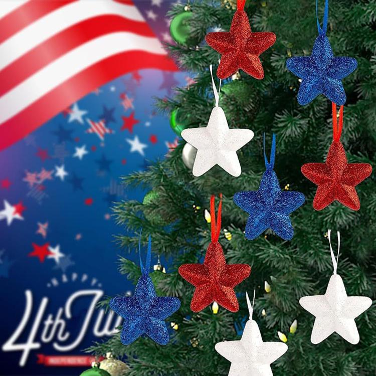 For US Independence Day Five-Pointed Star Decorations Five-Pointed Star Hanging Ornaments, 24 in 1, 36 in 1