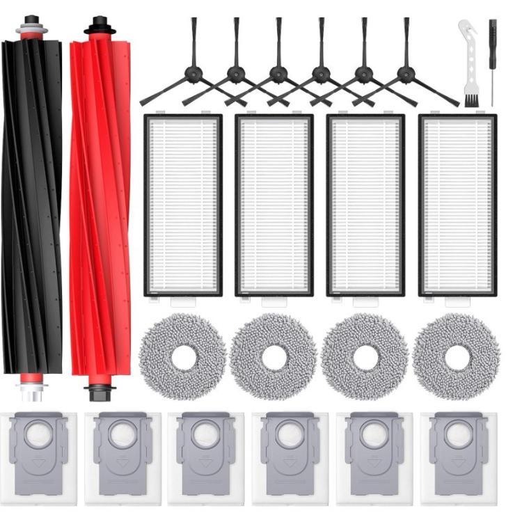 Replacement For Roborock Qrevo Slim & Qrevo Master Robot Vacuum, 24 In 1 Kit, Main Brush, Side Brush, Filter, Dust Bag, Mop Pad