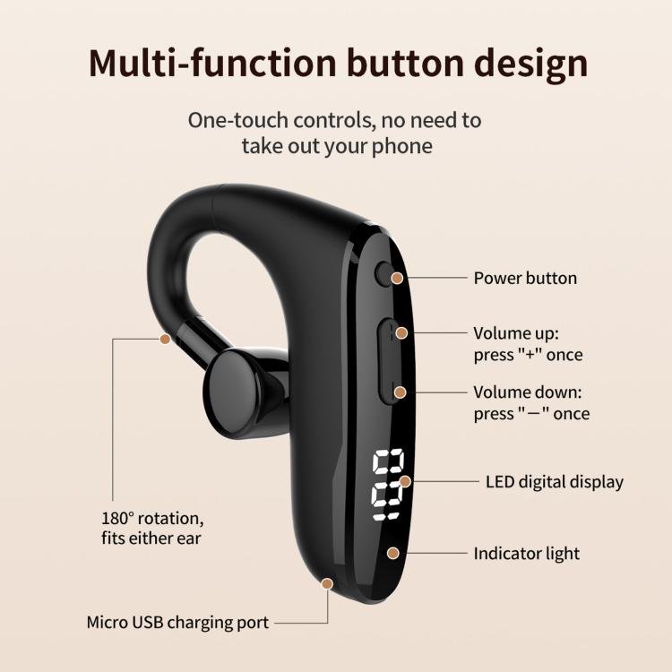 M015SA Ear-Hung Digital Display Hearing Aid Bluetooth Earphones Sound Amplifier For The Elderly
