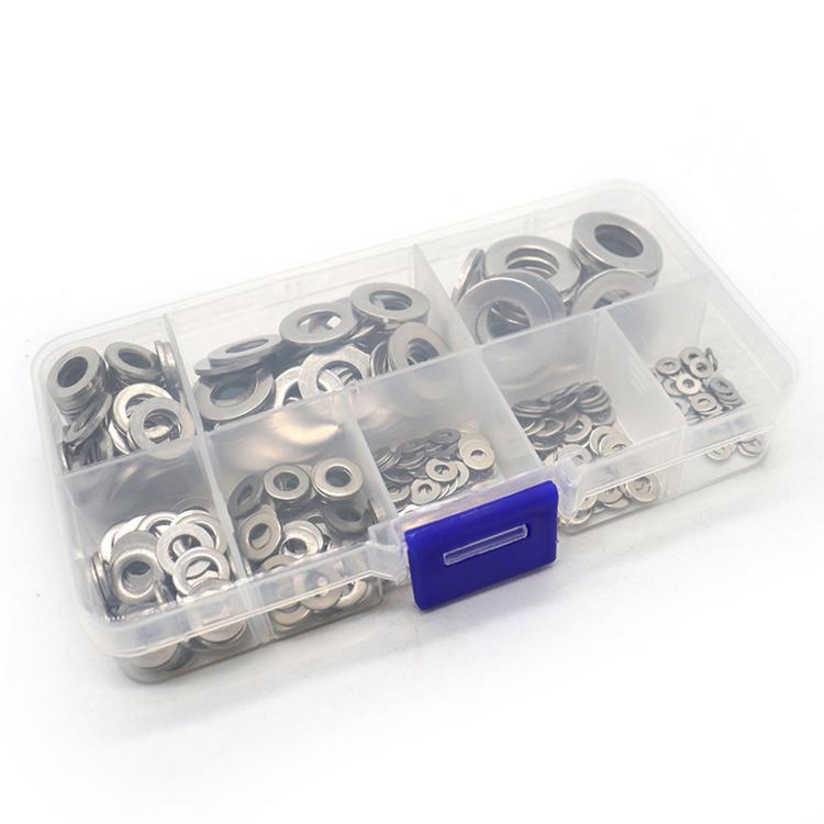 304 Stainless Steel Flat Washers Set M2-M10 Metric Sealing Gaskets Assortment Kit, 360 PCS/Box