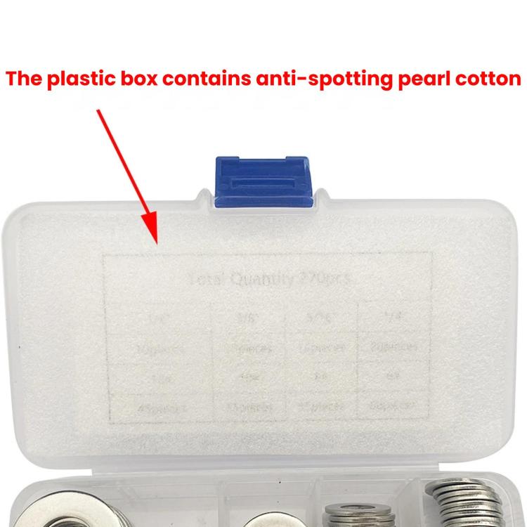 304 Stainless Steel Flat Washers Set M2-M10 Metric Sealing Gaskets Assortment Kit, 360 PCS/Box