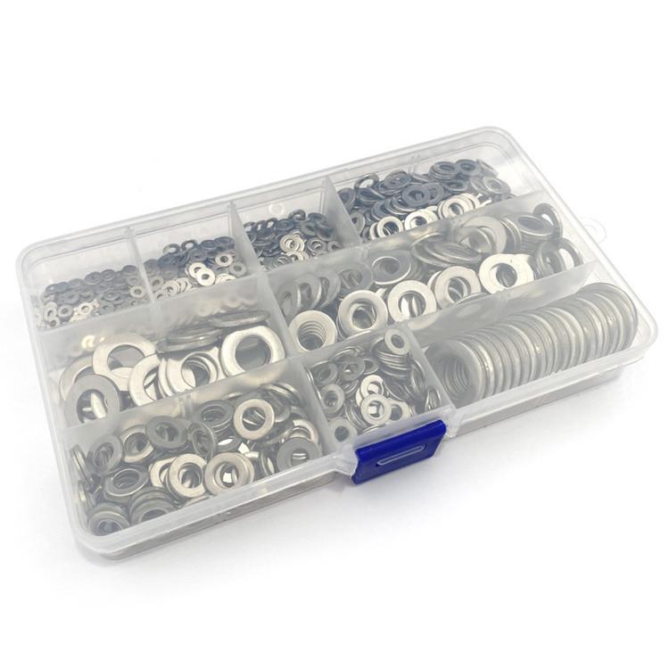 304 Stainless Steel Flat Washers Set M2-M12 Metric Sealing Gaskets Assortment Kit, 1240 PCS/Box