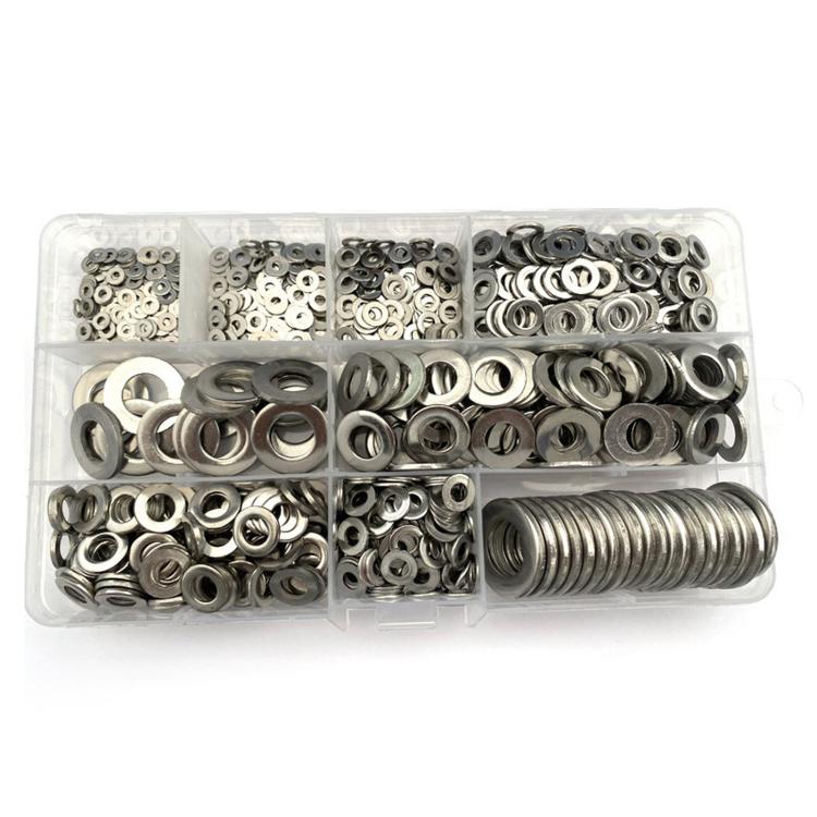 304 Stainless Steel Flat Washers Set M2-M12 Metric Sealing Gaskets Assortment Kit, 1240 PCS/Box