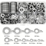 304 Stainless Steel Flat Washers Set M2-M12 Metric Sealing Gaskets Assortment Kit, 1240 PCS/Box