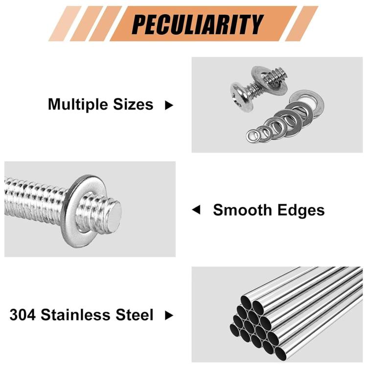 304 Stainless Steel Flat Washers Set M2-M12 Metric Sealing Gaskets Assortment Kit, 1240 PCS/Box