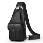 WEIXIER X493 Men PU Leather Sling Bag Waterproof Casual Crossbody Chest Daypack