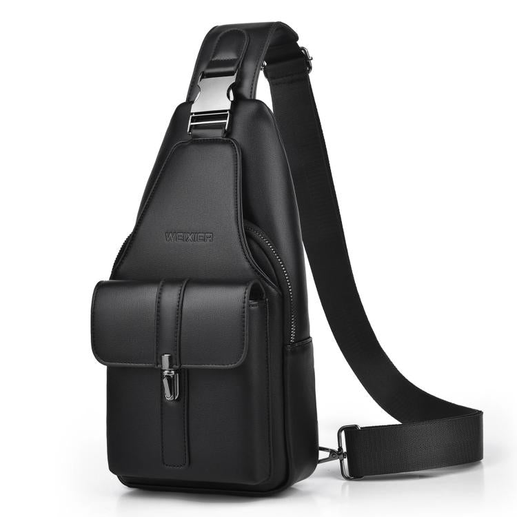 WEIXIER X493 Men PU Leather Sling Bag Waterproof Casual Crossbody Chest Daypack