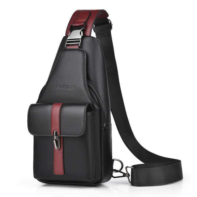 WEIXIER X493 Men PU Leather Sling Bag Waterproof Casual Crossbody Chest Daypack