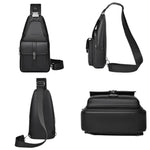 WEIXIER X493 Men PU Leather Sling Bag Waterproof Casual Crossbody Chest Daypack
