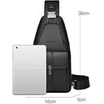 WEIXIER X493 Men PU Leather Sling Bag Waterproof Casual Crossbody Chest Daypack