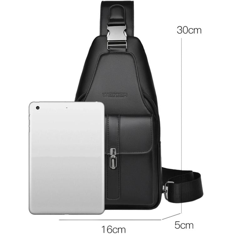 WEIXIER X493 Men PU Leather Sling Bag Waterproof Casual Crossbody Chest Daypack