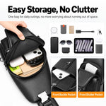 WEIXIER X493 Men PU Leather Sling Bag Waterproof Casual Crossbody Chest Daypack