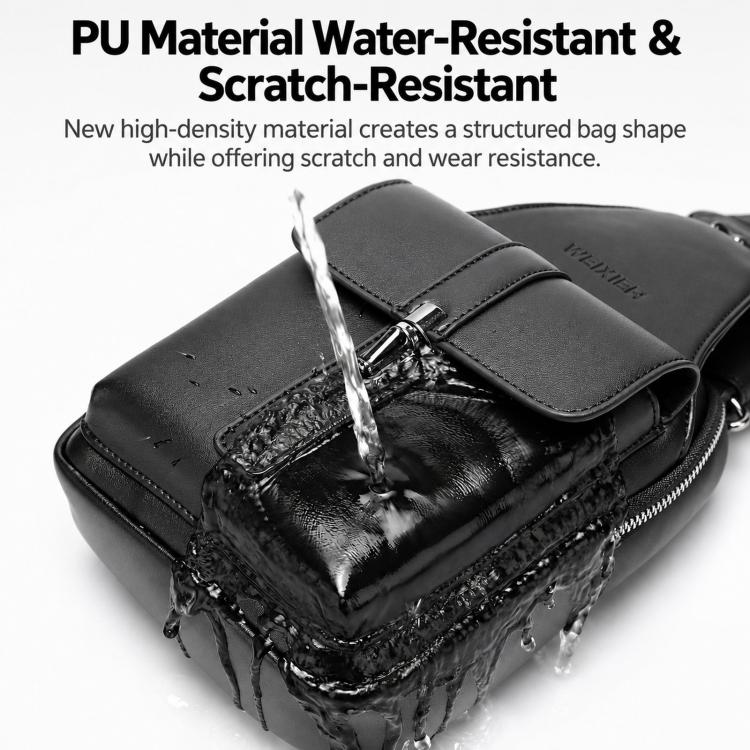WEIXIER X493 Men PU Leather Sling Bag Waterproof Casual Crossbody Chest Daypack