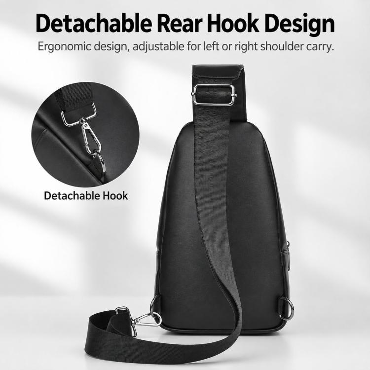 WEIXIER X493 Men PU Leather Sling Bag Waterproof Casual Crossbody Chest Daypack