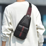 WEIXIER X493 Men PU Leather Sling Bag Waterproof Casual Crossbody Chest Daypack