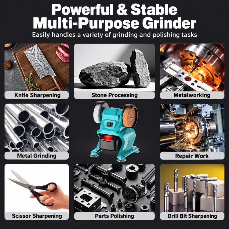 Small Electric Bench Grinder Dual Grinding Wheel Home Sharpening Machine No Battery