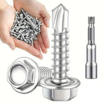 410 Stainless Steel Self Drilling Screws Assortment Kit Hex & Truss Head, 220 PCS/Box