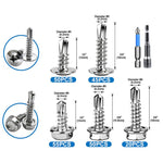 410 Stainless Steel Self Drilling Screws Assortment Kit Hex & Truss Head, 220 PCS/Box