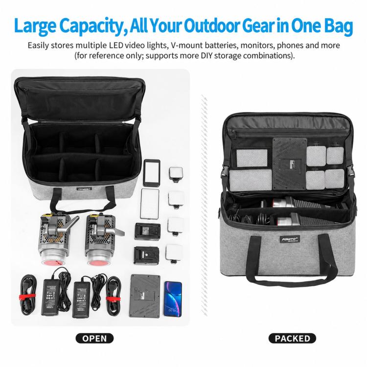FOMITO AB-27 Handheld Portable Large Capacity Camera Bag Outdoor DSLR Digital Camera Lens Case, AB-27 Grey, AB-27 Black