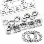 304 Stainless Steel External Tooth Lock Washers Assortment Kit, 160 PCS/Box