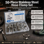 50 PCS/Box Stainless Steel Hose Clamp Kit Adjustable Worm Gear Hose Clamps Assortment Set