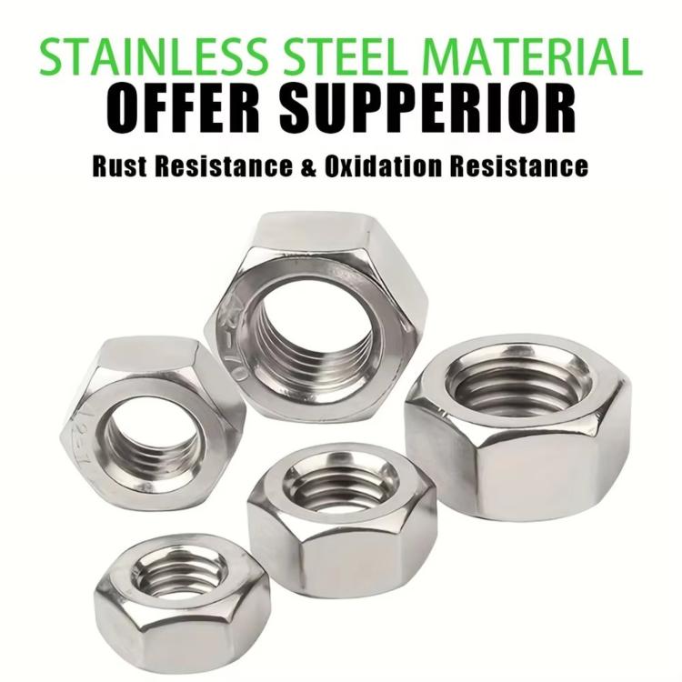 304 Stainless Steel Hex Nuts Assortment Kit M2-M10 Metric Hexagon Threaded Nut Set, 220 PCS/Box, 315 PCS/Box