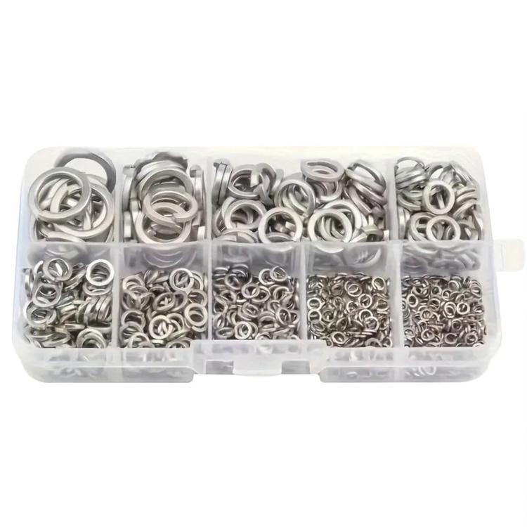 304 Stainless Steel Spring Lock Washer Assortment Kit Metric M2-M12 Split Lock Washers, 480 PCS/Box