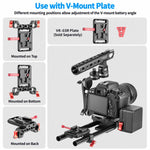 FOMITO 15mm Dual Hole Pipe Clamp 1/4 Screw Camera Cage V-Mount Battery Mount Accessory