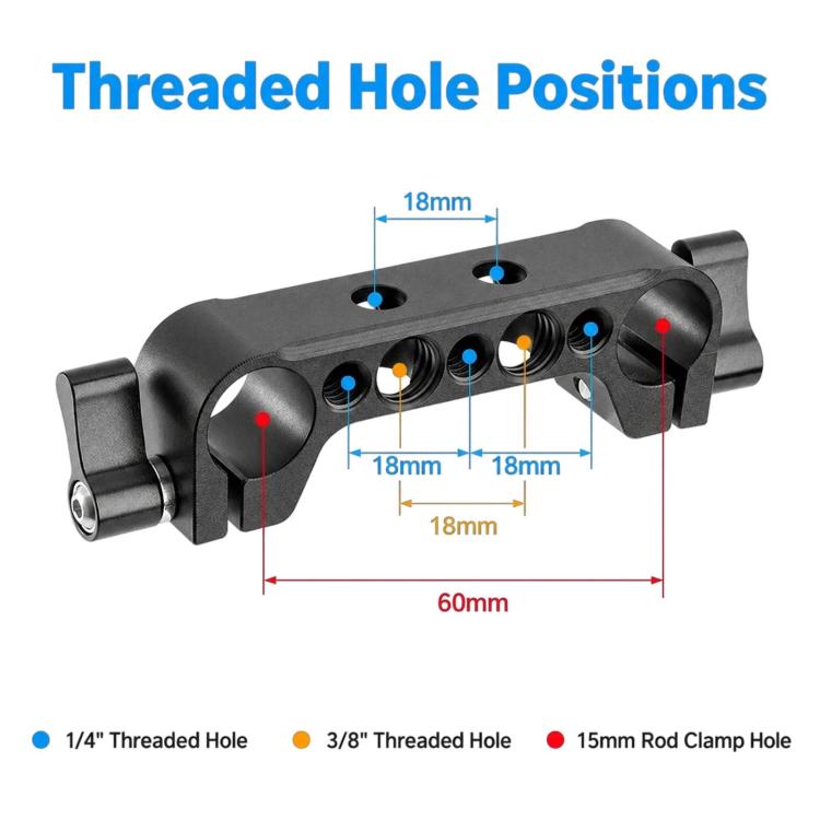 FOMITO 15mm Dual Hole Pipe Clamp 1/4 Screw Camera Cage V-Mount Battery Mount Accessory