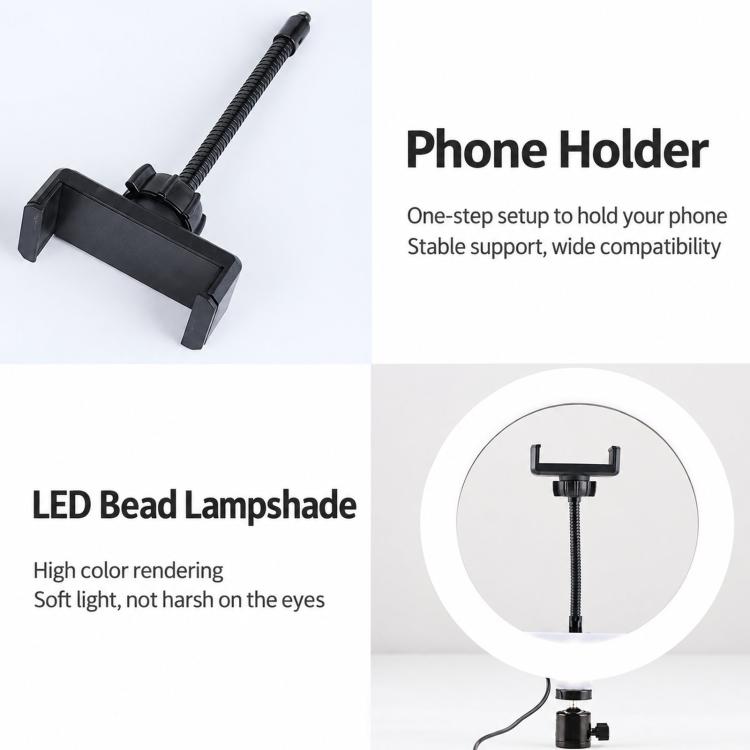 26cm Ring Live Streaming Fill Light Selfie Beauty Photography Lamp, 10 inch