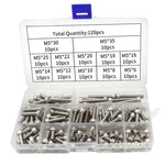 304 Stainless Steel Socket Head Cap Screws Kit Metric Allen Bolts Set, 120 PCS/Box