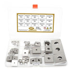 304 Stainless Steel Square Flat Washer Kit M3 M4 M5 M6 M8 M10 M14 Thick Square Plate Washers, 107 PCS/Box