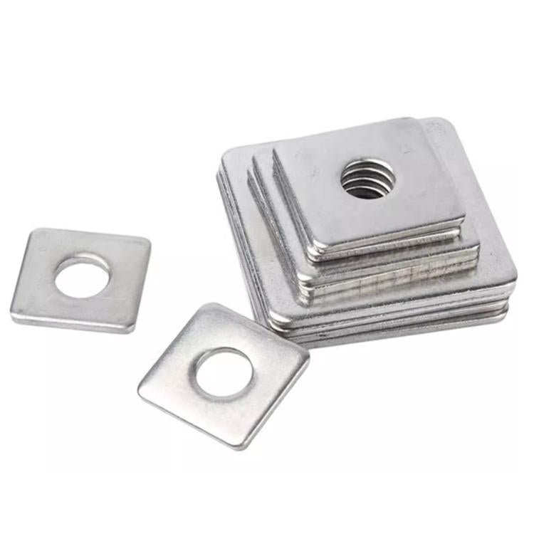 304 Stainless Steel Square Flat Washer Kit M3 M4 M5 M6 M8 M10 M14 Thick Square Plate Washers, 107 PCS/Box