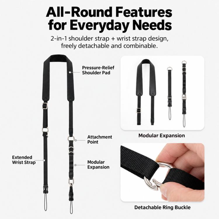 Cwatcun D314 Camera Shoulder Neck Strap Quick Release Sling Wrist Strap, D314
