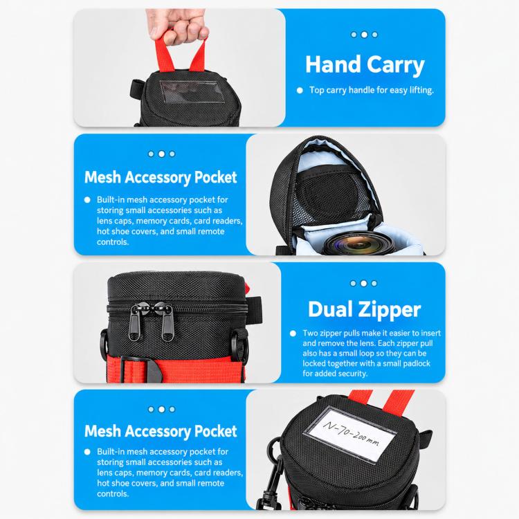 FOMITO Handheld & Waist-Hung Portable Lens Bag For Mirrorless And DSLR Cameras, Small Black, Small Grey, Medium Black, Medium Grey, With Digital Display Medium Black, With Digital Display Medium Grey