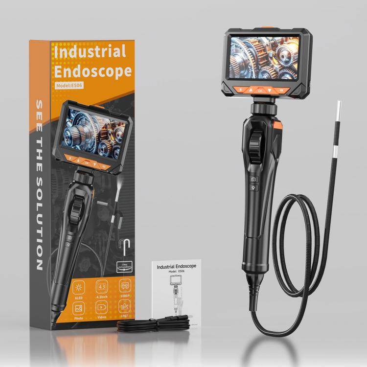 Articulating Borescope 4.3 inch IPS Endoscope Inspection Camera With Light, IP67 Waterproof, ES06