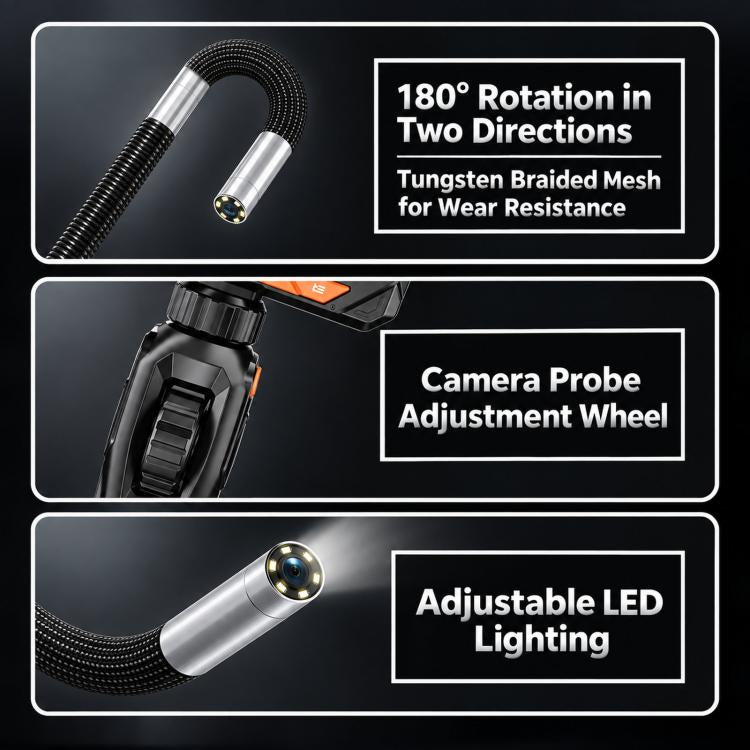 Articulating Borescope 4.3 inch IPS Endoscope Inspection Camera With Light, IP67 Waterproof, ES06